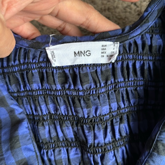 Mango gingham black and purple dress with collar - Picture 4 of 6